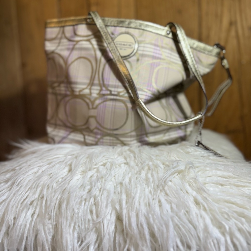 Coach F17474 Signature Multicolor Tartan Tote Shoulder Bag - Picture 11 of 14